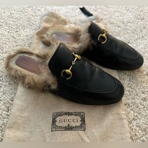 Gucci Princetown fur mules